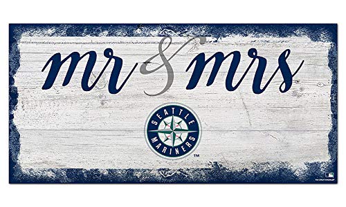 Fan Creations MLB Seattle Mariners Unisex Seattle Mariners Script Mr & Mrs Sign, Team Color, 6 x 12 - 757 Sports Collectibles