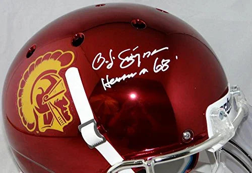 O. J. Simpson Signed USC Trojans F/S Chrome Helmet W/ Heisman- JSA W Auth White - 757 Sports Collectibles