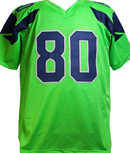 Steve Largent Autographed Green Pro Style Jersey w/HOF- Beckett Witnessed - 757 Sports Collectibles