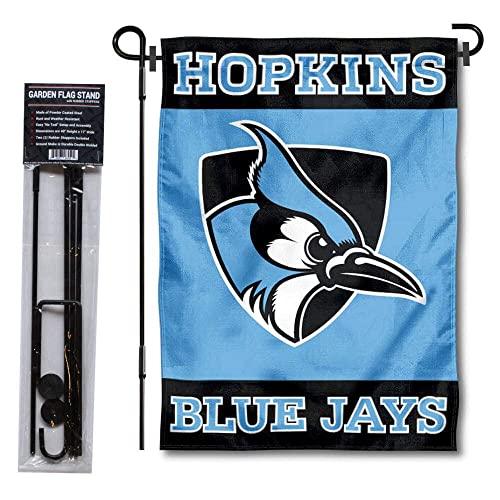 College Flags & Banners Co. Johns Hopkins University Garden Flag and Flag Stand Pole Holder Set - 757 Sports Collectibles