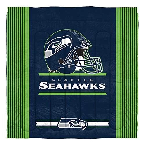 The Northwest Company Officially Licensed NFL Seattle Seahawks "Safety" Full/Queen Comforter and 2 Sham Set, 86" x 86" , Blue - 757 Sports Collectibles