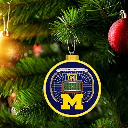 NCAA Michigan Wolverines 3D Stadium View Ornament, Team Colors, Large - 757 Sports Collectibles