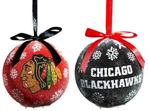 Team Sports America LED Boxed Ornament Set of 6, Chicago Blackhawks Christmas and Decor for NHL Sports Fans - 757 Sports Collectibles