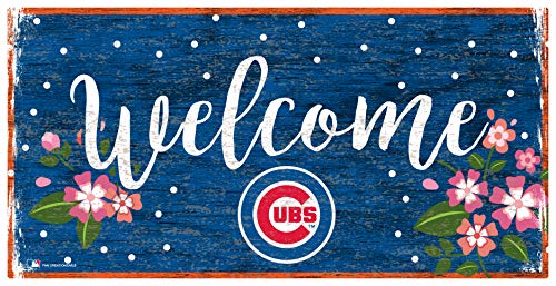 Fan Creations MLB Chicago Cubs Unisex Chicago Cubs Welcome Floral Sign, Team Color, 6 x 12 - 757 Sports Collectibles