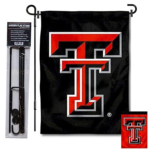 College Flags & Banners Co. Texas Tech Dual Logo Garden Flag and Flag Stand Pole Holder Set - 757 Sports Collectibles