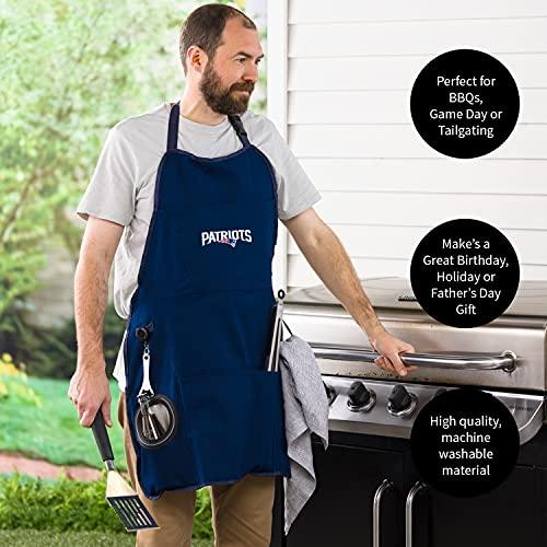 Team Sports America NFL New England Patriots Ultimate Grilling Apron Durable Cotton with Beverage Opener and Multi Tool For Football Fans Fathers Day and More - 757 Sports Collectibles