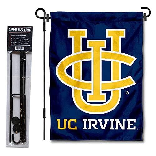 College Flags & Banners Co. California Irvine Eaters Blue Garden Banner and Flag Stand Pole Holder Set - 757 Sports Collectibles