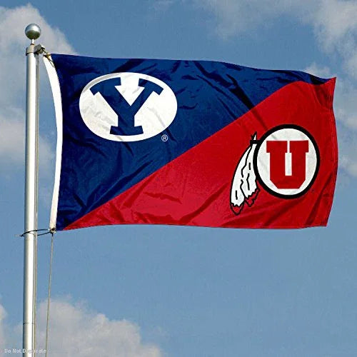 College Flags & Banners Co. Brigham Young vs. Utah House Divided 3x5 Flag - 757 Sports Collectibles