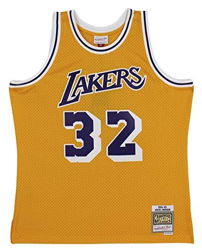 Lakers Magic Johnson Signed 1984-85 M&N HWC Swingman Yellow Jersey BAS Wit - 757 Sports Collectibles