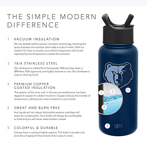 Simple Modern Water Bottle with Straw Lid Vacuum Insulated 32oz, -Marble