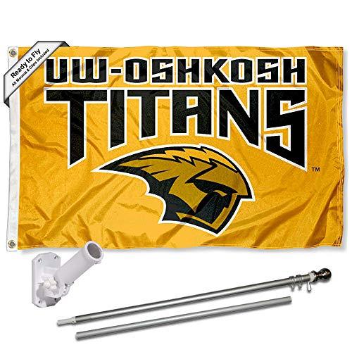 College Flags & Banners Co. UW OshKosh 3x5 Flag and Pole Bracket Mount Bundle - 757 Sports Collectibles