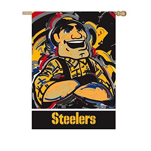Team Sports America Pittsburgh Steelers, Embossed Suede Indoor Outdoor Flag Justin Patten - 757 Sports Collectibles