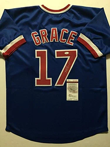 Autographed/Signed Mark Grace Chicago Blue Baseball Jersey JSA COA - 757 Sports Collectibles