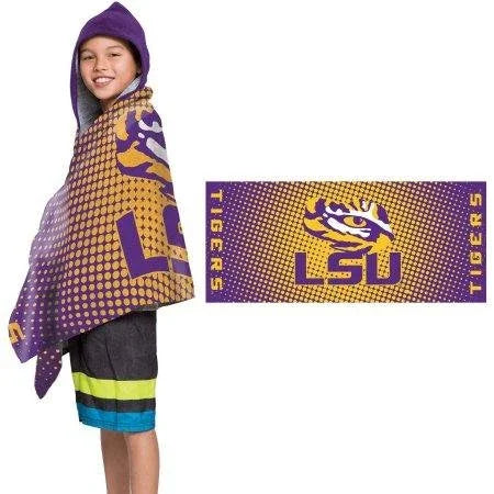The Northwest Company NCAA Louisiana State Tigers Dots Youth Terry Cloth Hooded Wrap Towel - 757 Sports Collectibles