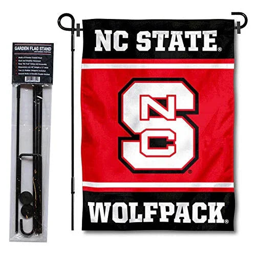 College Flags & Banners Co. North Carolina State Wolfpack Garden Flag with Stand Holder - 757 Sports Collectibles