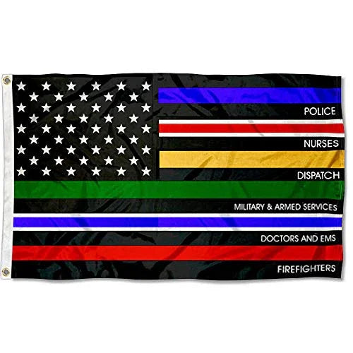 Sports Flags Pennants Company Essential Services Thin Line Flag 3x5 Foot Banner - 757 Sports Collectibles
