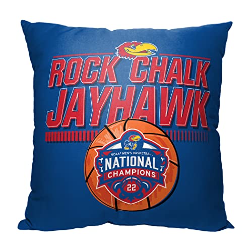 Northwest NCAA Kansas Jayhawks 2022 National Basketball Champions Pillow, 18" x 18", Victory - 757 Sports Collectibles