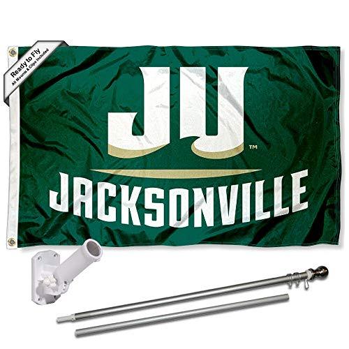 College Flags & Banners Co. Jacksonville Dolphins Flag and Pole Bracket Mount Bundle - 757 Sports Collectibles