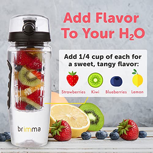 Brimma Fruit Infuser Water Bottle - 32 oz Large, Leakproof Plastic Fruit  Infusion Water Bottle for Gym, Camping, and Travel