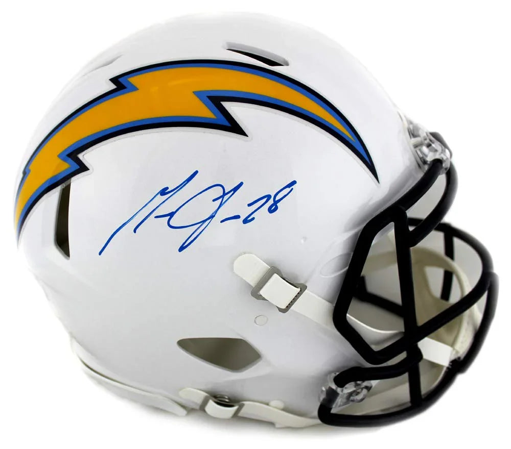 Melvin Gordon Autographed/Signed Los Angeles Chargers Riddell Speed Full Size Authentic NFL Helmet - 757 Sports Collectibles