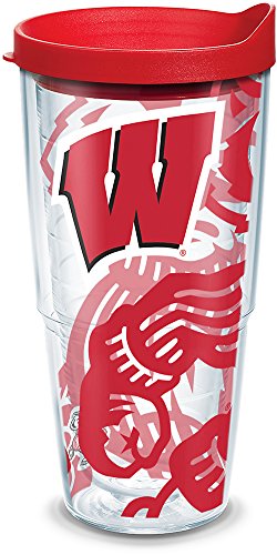 Tervis NCAA Wisconsin Badgers Tumbler With Lid, 24 oz, Clear - 757 Sports Collectibles