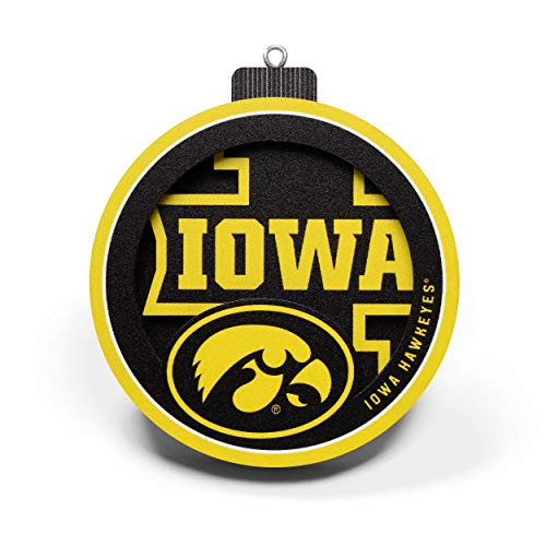 YouTheFan NCAA Iowa Hawkeyes 3D Logo Series Ornament, team colors - 757 Sports Collectibles