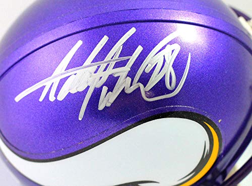 Adrian Peterson Autographed Minnesota Vikings 06-12 TB Mini Helmet - Beckett Witness Silver - 757 Sports Collectibles