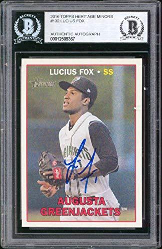 Giants Lucius Fox Signed 2016 Topps Heritage Minors #132 Rookie Card BAS Slabbed - 757 Sports Collectibles