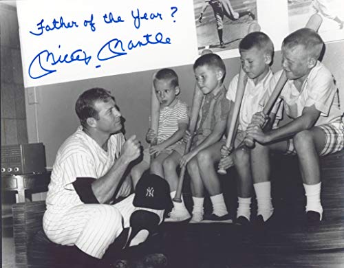 Yankees Mickey Mantle Father of the Year? Signed 11x14 Photo Auto Graded 10! BAS - 757 Sports Collectibles