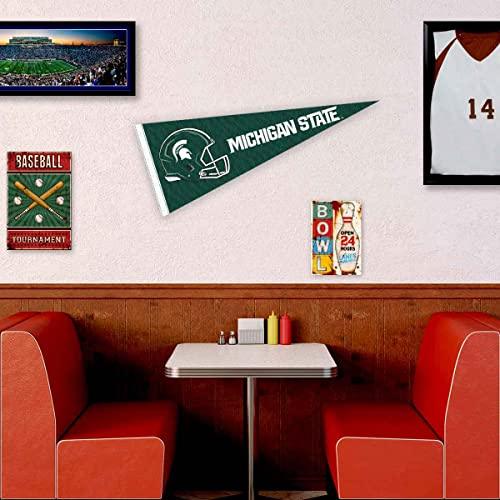 College Flags & Banners Co. Michigan State Spartans Football Helmet 12" X 30" Pennant - 757 Sports Collectibles
