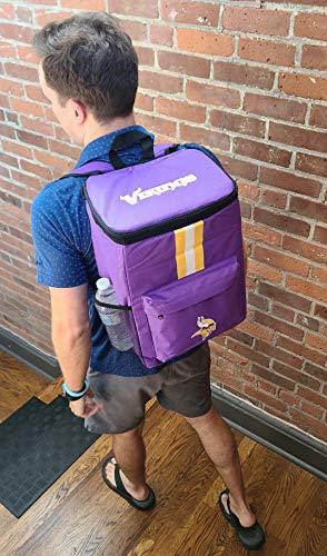 FOCO Cooler Backpack – Portable Soft Sided Ice Chest – Insulated Bag Holds 36 Cans (Minnesota Vikings) - 757 Sports Collectibles