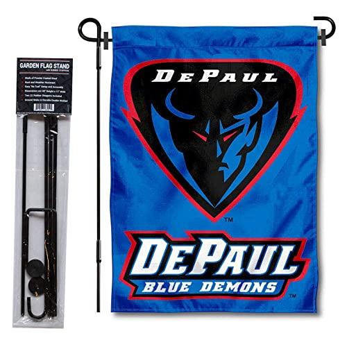 College Flags & Banners Co. DePaul University Garden Flag and Flag Stand Pole Holder Set - 757 Sports Collectibles
