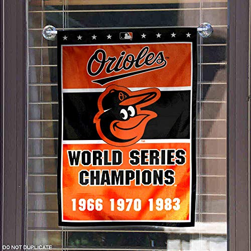 WinCraft Baltimore Orioles 3-Time World Series Champions Double Sided Garden Flag - 757 Sports Collectibles