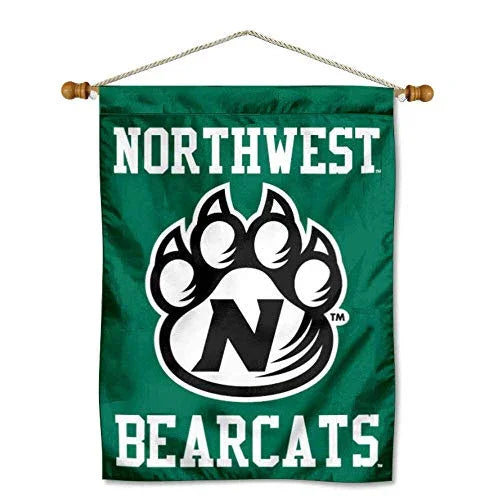 Northwest Bearcats House Flag and Wood Banner Pole Set - 757 Sports Collectibles