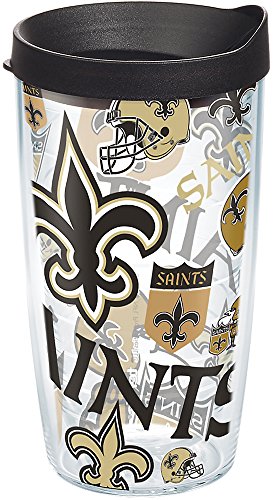 Tervis Made in USA Double Walled NFL New Orleans Saints Insulated Tumbler Cup Keeps Drinks Cold & Hot, 16oz, All Over - 757 Sports Collectibles