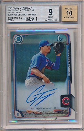 GLEYBER TORRES 2015 BOWMAN CHROME RC ROOKIE REFRACTOR AUTO SP/499 BGS 9 MINT 10