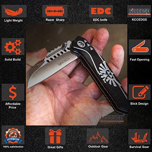 EDC Pocket Knife Camping Accessories Hunting Knife Razor Sharp Edge Folding Knife for Camping Gear Survival Kit Tactical Knife 56003 (Green) - 757 Sports Collectibles