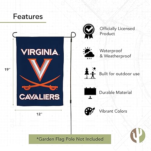 University of Virginia Garden Flag Cavaliers UVA Wahoos Banner 100% Polyester (Design C) - 757 Sports Collectibles