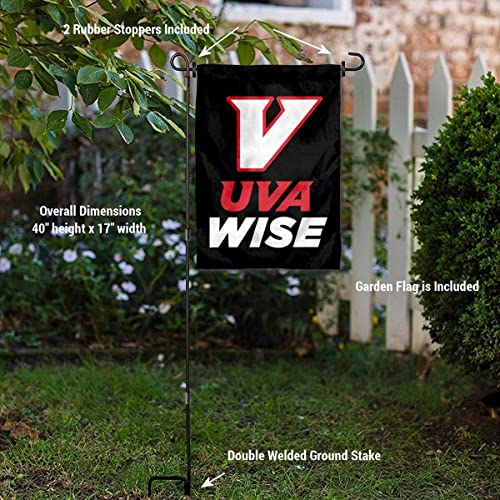 Virginias College at Wise Cavaliers New UVA Wise Logo Garden Flag and Flag Stand Pole Holder Set - 757 Sports Collectibles