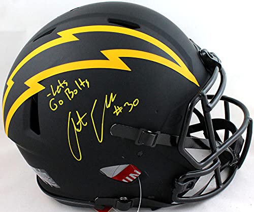 Austin Ekeler Autographed Chargers Authentic Eclipse F/S Helmet w/Insc- Beckett W Yellow - 757 Sports Collectibles