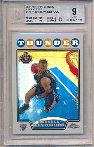 RUSSELL WESTBROOK 2008/09 TOPPS CHROME ROOKIE REFRACTOR SP BGS 9 MINT W/(3) 9.5