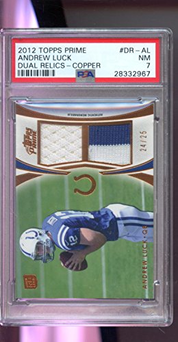 2012 Topps Prime Andrew Luck ROOKIE Game-Used Jersey 24/25 Football Graded Card PSA 7
