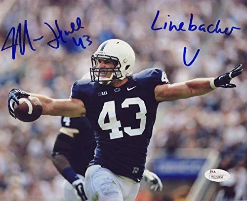 Mike Hull PSU Nittany Lions Signed Blue Linebacker U 8x10 INT Photo JSA 136785