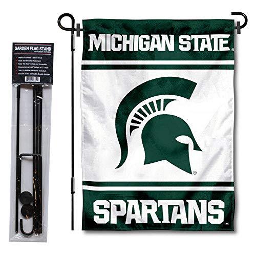 College Flags & Banners Co. Michigan State Spartans Garden Flag with Stand Holder - 757 Sports Collectibles