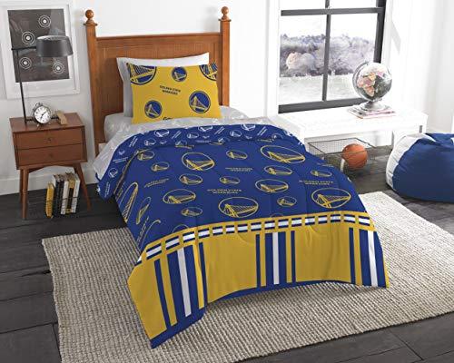Officially Licensed NBA Golden State Warriors Twin Bed in a Bag Set, 64" x 86", Blue - 757 Sports Collectibles