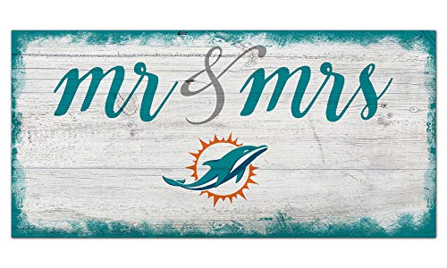 Fan Creations NFL Miami Dolphins Unisex Miami Dolphins Script Mr & Mrs Sign, Team Color, 6 x 12 - 757 Sports Collectibles