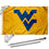 West Virginia Mountaineers Gold Flag with Pole and Bracket Complete Set - 757 Sports Collectibles