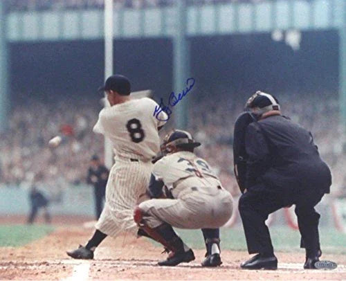 Yogi Berra Autographed/Signed New York Yankees Color 11x14 Photo - Horizontal Swinging - 757 Sports Collectibles