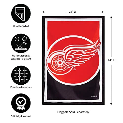 Team Sports America NHL Double Sided Detroit Red Wings House Flag Officially Licensed Sports Flag for Home Office Yard Sports Gift - 757 Sports Collectibles
