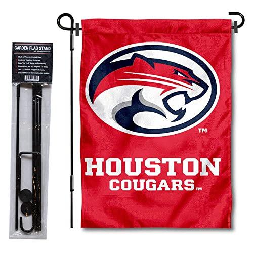 College Flags & Banners Co. Houston Cougars Double Sided Yard Flag and Flag Stand Pole Holder Set - 757 Sports Collectibles